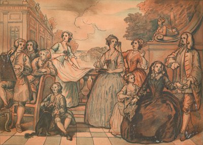 Esboço para a peça de conversa sobre a família Jones, 1730 de William Hogarth