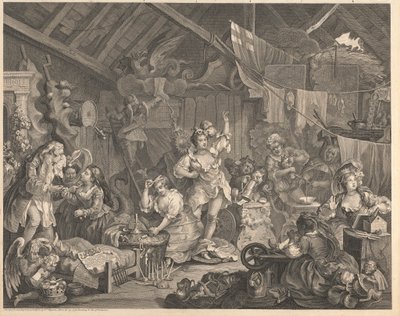 Atrizes de passeio Vestir-se num celeiro de William Hogarth