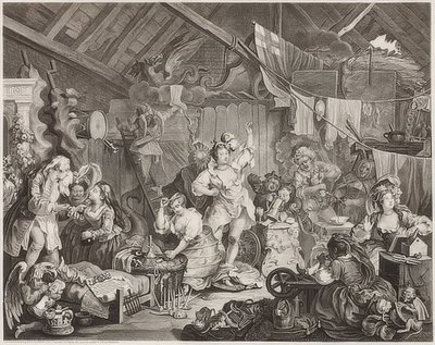 Atrizes passeando Vestindo um celeiro - Caminhando atrizes trocando de roupa em um celeiro. 1738 de William Hogarth