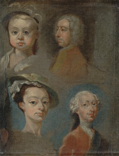 Estudo de Cabeças (óleo sobre tela) de William Hogarth