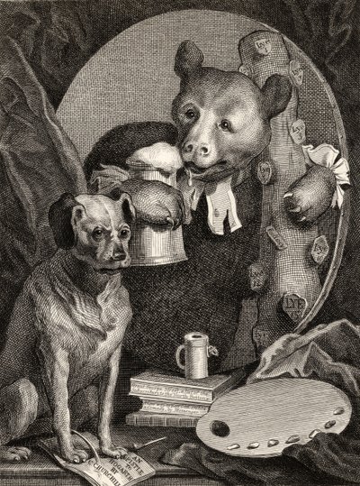 O Bruiser Charles Churchill, outrora o Reverendo, no Caráter de um Hércules Russo, gravado por J. Mills, de "The Works of William Hogarth", publicado em 1833 de William Hogarth