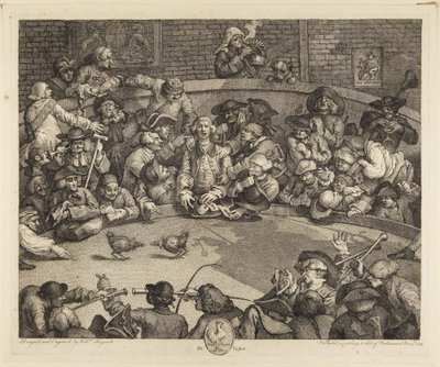 A arena de lutas de galos de William Hogarth