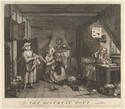 The Distrest Poet, 15 de dezembro de 1740. de William Hogarth