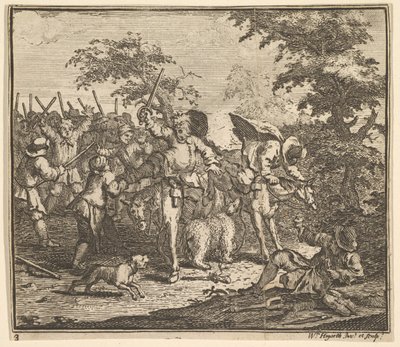 O Encontro com Talgol e Magnano Dezessete Ilustrações para Samuel Butler ..., 1721-26. de William Hogarth