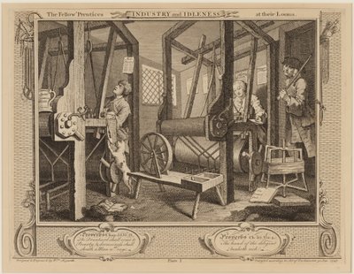Os aprendizes do companheiro em seus teares de William Hogarth