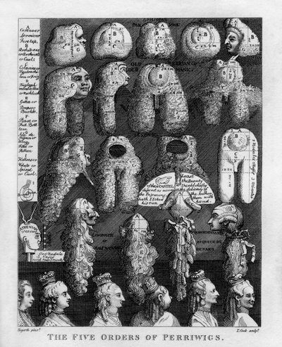 As Cinco Ordens das Perucas de George III por William Hogarth de William Hogarth