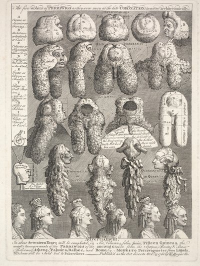 As Cinco Ordens dos Perriwigs, 15 de outubro de William Hogarth