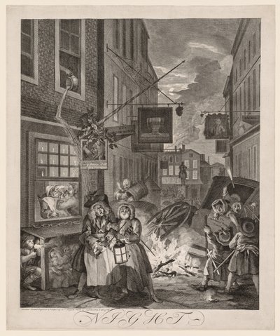 As Quatro Horas do Dia: Noite de William Hogarth