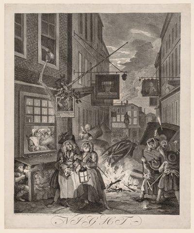 As quatro horas do dia: noite, 1738. de William Hogarth