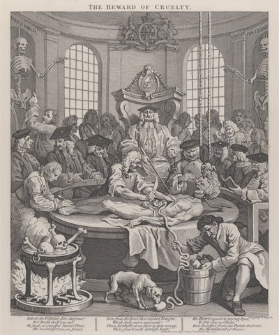 A quarta fase da crueldade: a recompensa da crueldade de William Hogarth