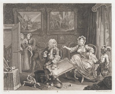 A prostituta encontra um protetor, projetado em 1732, impresso em 1744 (gravura e gravura) de William Hogarth