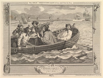 O prentice ocioso virou-se e foi enviado ao mar: indústria e ociosidade, chapa 5, 30 de setembro de 1747. de William Hogarth