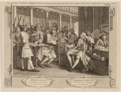 O diligente &39;Prentice Alderman de Londres: o ocioso levado diante dele e impeach&39;d por seu cúmplice de William Hogarth