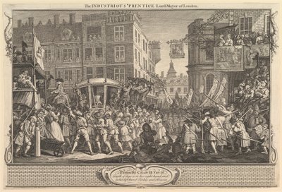 O industrioso Prentice Lord Mayor de Londres: Indústria e ociosidade, placa ..., 30 de setembro de 1747. de William Hogarth