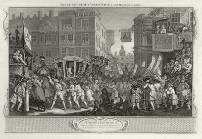 O industrioso &39;Prentice Lord Mayor de Londres, placa XII de&39; Industry and Idleness &39;, publicado em 1833 de William Hogarth