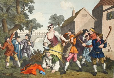 O cavaleiro submete a Trulla, de "Hudibras" por Samuel Butler (1612-1680), ilustração de "Hogarth restaurado: as obras inteiras do célebre William Hogarth, re-gravado por Thomas Cook", pub. 1812 de William Hogarth