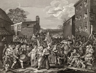 A Marcha a Finchley, gravada por TE Nicholson, de "The Works of Hogarth", publicada em 1833 de William Hogarth