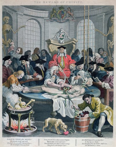 A recompensa da crueldade, dos quatro estágios da crueldade, gravada por Thomas Cook (1744-1818) 1799 de William Hogarth