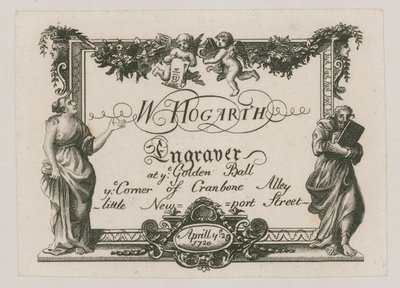 Cartão de comércio para W Hogarth de William Hogarth
