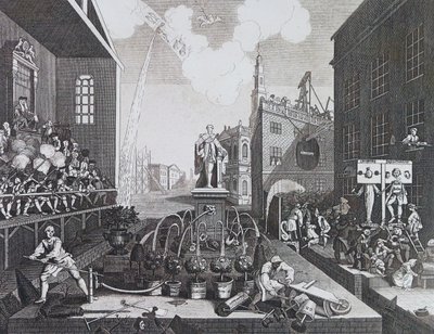 Dois criminosos em um pelourinho ou ações em Londres de William Hogarth