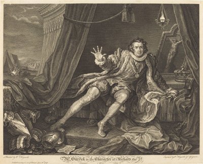 Garrick no papel de Ricardo III de William Hogarth and Charles Grignion