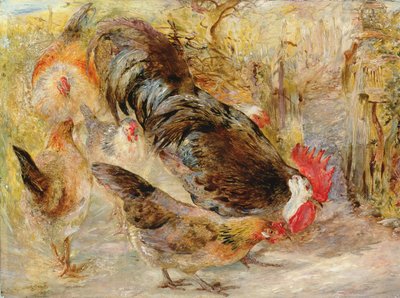 Galinha de porta do celeiro (Rhode Island Reds), 1860 de William Huggins