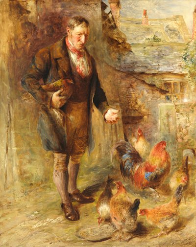 Auto-retrato, envelhecido, 38, com, galinhas de William Huggins