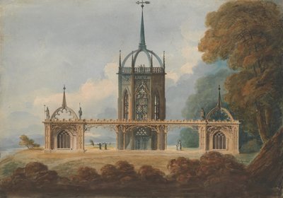 Desenho para um Belle Vue gótico, ca. 1800. de William Hurst Ashpitel