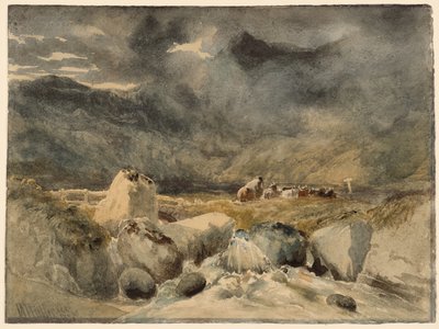 Moel Siabod, Norte do País de Gales (Aguarela) de William James (after) Muller