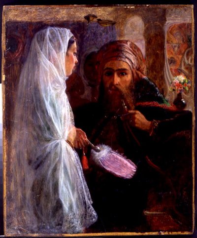 O Fumador Hookah (óleo sobre tela colocado a bordo) de William James (circle of) Muller