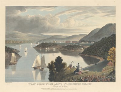 West Point, de cima de Washington Valley: olhando para baixo do rio de William James Bennett after George Cooke