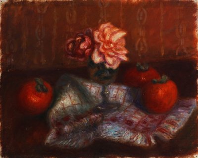 Rosas e caqui de William James Glackens