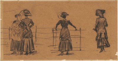 Estudos de Mulheres pelo Park Railing de William James Glackens