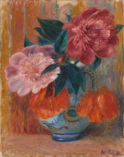 Tulipas e peônias em jarro de William James Glackens