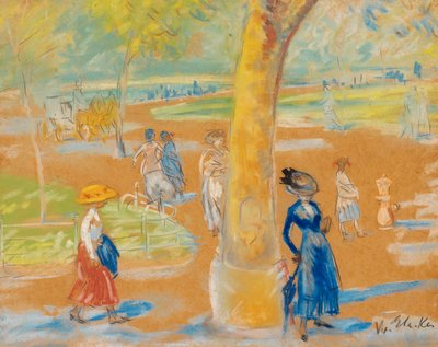 Mulher com guarda-chuva, Washington Square de William James Glackens