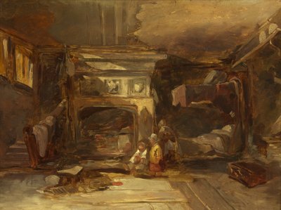 A Welsh Interior, c.1844 (óleo no painel) de William James Muller