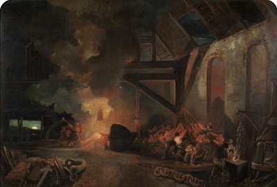 Forjando a âncora (óleo sobre tela) de William James Muller