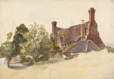 Estudo de uma casa de campo por uma faixa de William James Muller