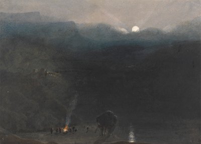 Maurícias - Luz da Lua, com Incêndio de Queimadores de Carvão no Desfiladeiro do Rio Negro de William John Chamberlayne