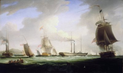O rei Jorge IV de Inglaterra (1762-1830) embarcou no "Lightning", o primeiro barco a vapor do serviço postal, com destino a Dublin (Irlanda), a 12 de agosto de William John Huggins