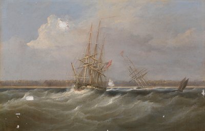 O cortador de ópio "Sylph" salvo pelo saveiro "Clive", c.1835 (pintura a óleo) de William John Huggins