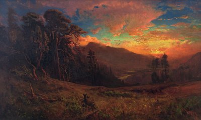 Um pôr do sol outonal no rio Russo de William Keith