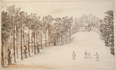 Chiswick, primeiro desenho para o Exedra (caneta e tinta e lavagem em papel) de William Kent