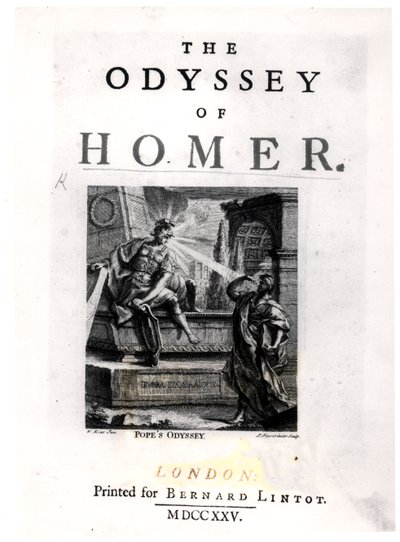 Página de título de &39;The Odyssey&39; de Homer, gravado por Pierre Fourdrinier (fl.1720-60) de William Kent