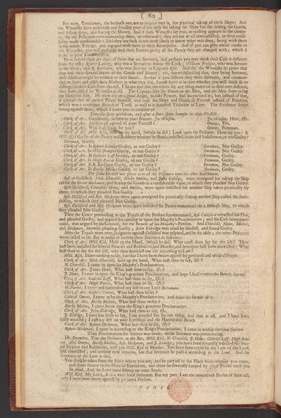 O Arrazoamento, Julgamento e Condenação do Capitão William Kidd, para a continuação e Pirataria de William Kidd
