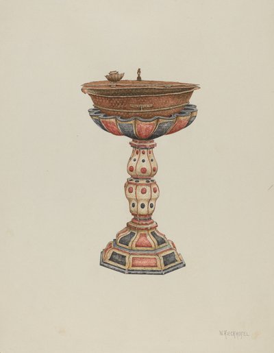 Batismal Font and Stand, c. 1939. de William Kieckhofel