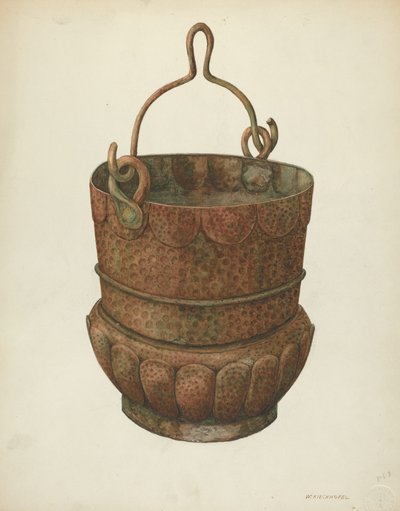 Hammered-Copper Bucket, 1938. de William Kieckhofel