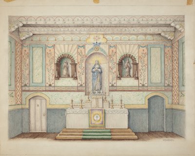 Missão La Purisima - Restaurada em 1941, c. 1942. de William Kieckhofel