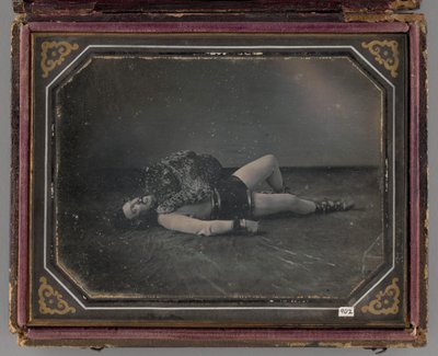 Retrato sem título de domador de animais selvagens Jacob Driesbach com Jaguar, 1850 de William Langenheim