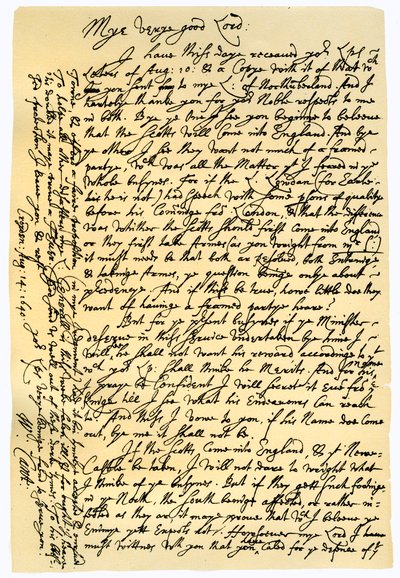 Carta de William Laud, Arcebispo de Canterbury para Edward Conway, 14 de agosto de 1640. de William Laud